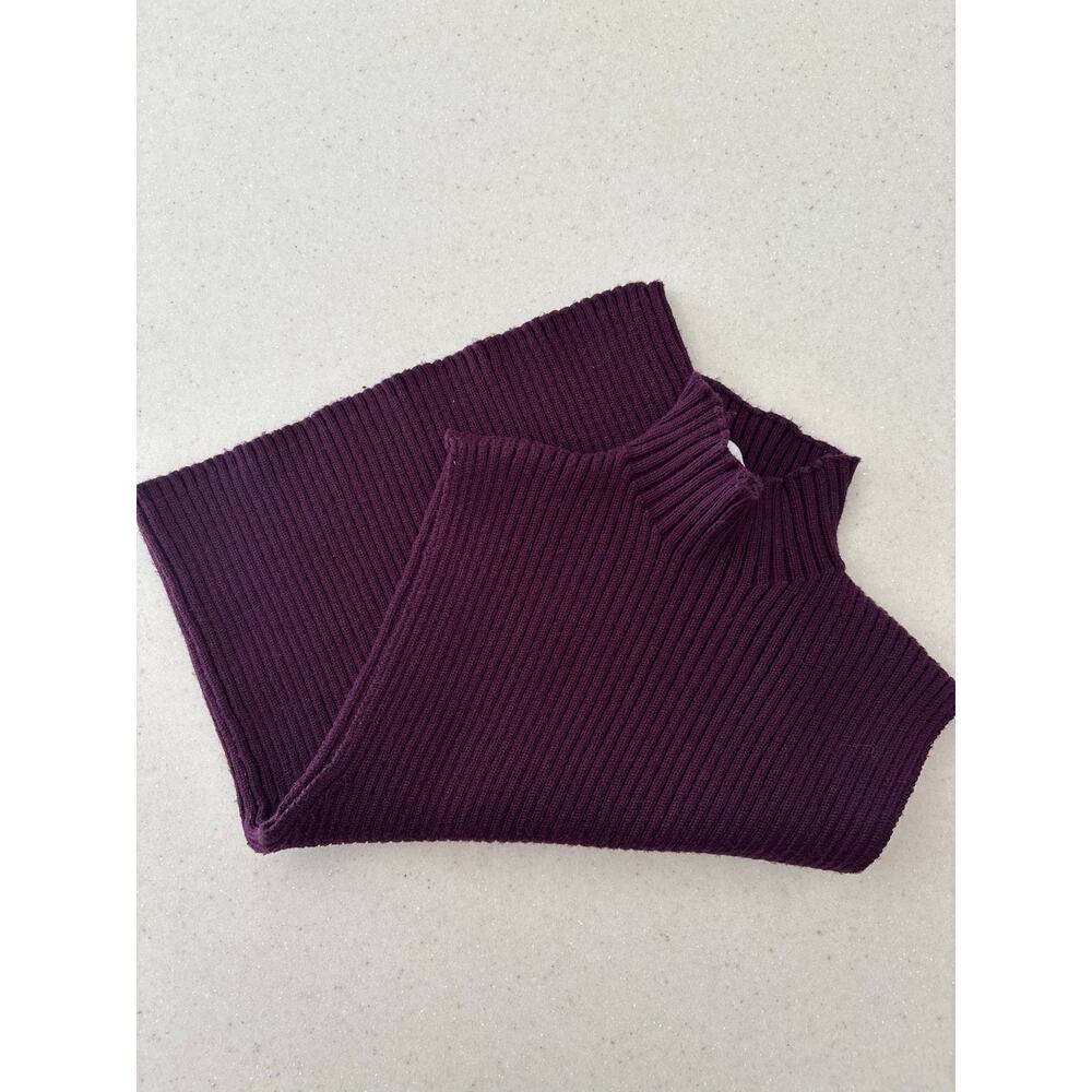 Zara Ribbed Mock Neck Sleeveless Sweater Vest Plum Purple Size M USA 8 - Picture 4 of 8
